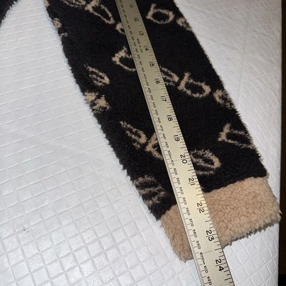 BEBE Brown women sz XL sherpa 1/4 zip sweater sweatshirt‎ top Fuzzy Furry Logo - Picture 4 of 7